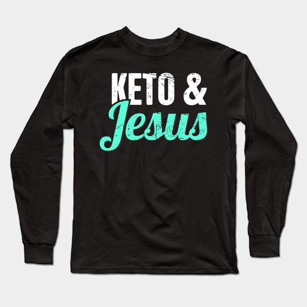 Keto & Jesus | Funny Ketosis Graphic Long Sleeve T-Shirt by MeatMan